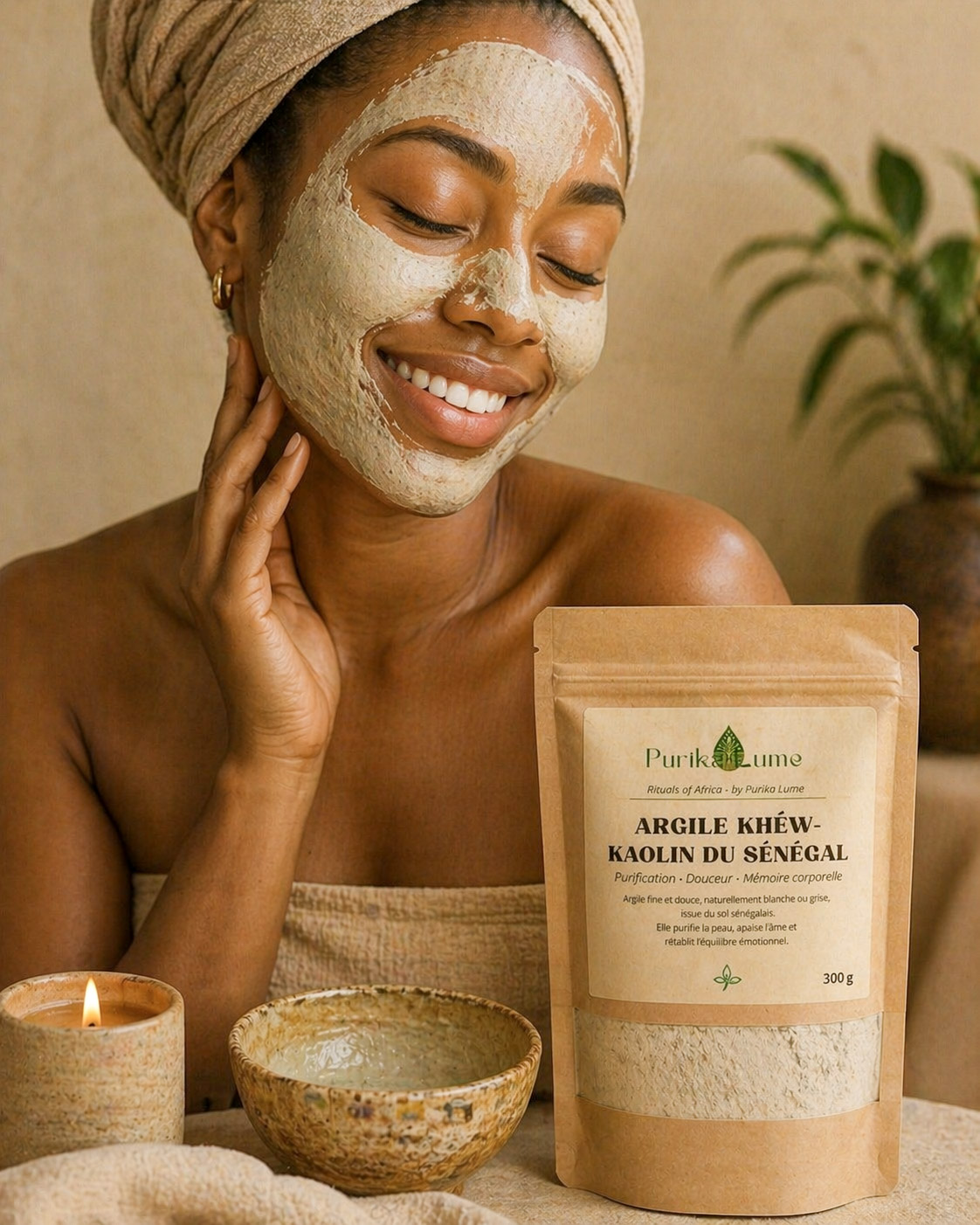 Argile Khéw — Kaolin sacré du Sénégal, poudre rituelle de purification 300 g