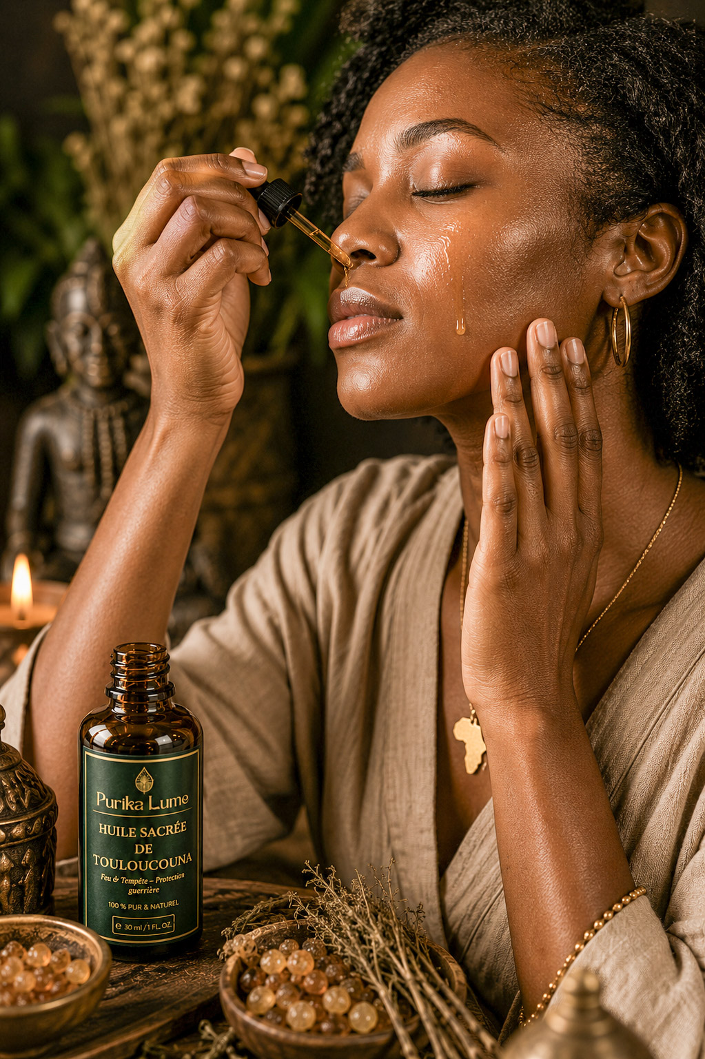 Huile sacrée de Touloucouna — Rituel ancestral de protection et de guérison, 100 % pure et naturelle, 30 ml